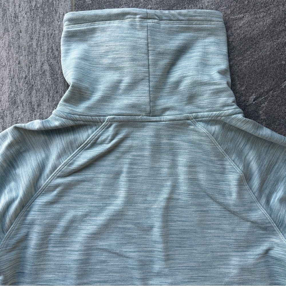 EUC Kyodan Pullover Heather Green Funnel Neck Thumbholes Zip Pockets Small - Picture 10 of 15